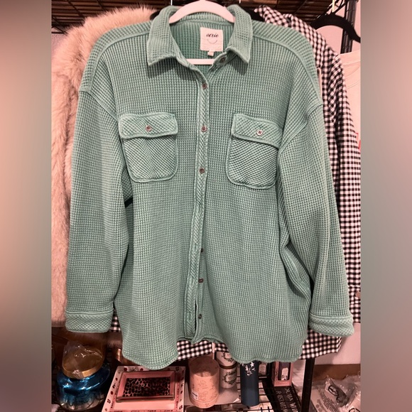 Aerie LumberJane Waffle Shirt, Teal, SMALL NWOT - Picture 6 of 7